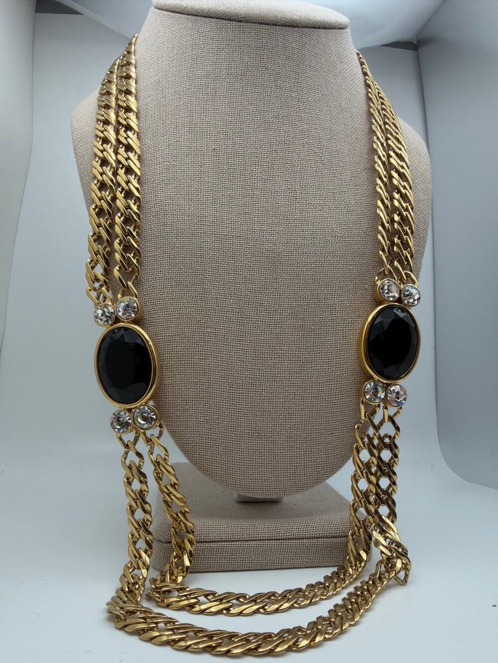 vintage multi-strand gold-tone Cuban link necklace Kenneth Jay Lane (KJL)